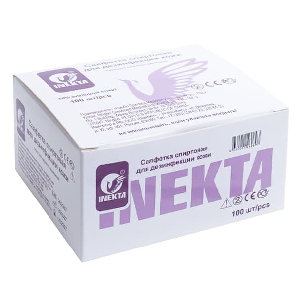 Салфетка спиртовая INEKTA инъекционная 60х100 мм 100 шт 1